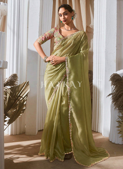 Green Party Wear Saree