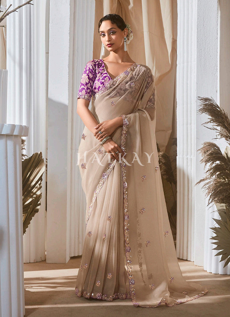 Beige Party Wear Saree 