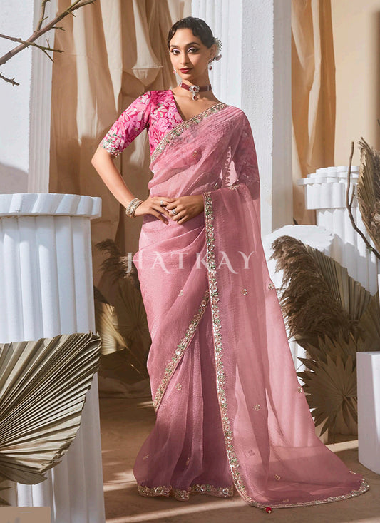 Pink Party Wear Saree 