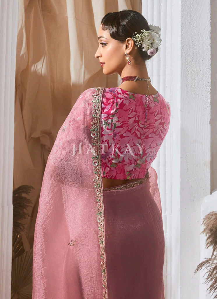 Buy Pink Party Wear Sari