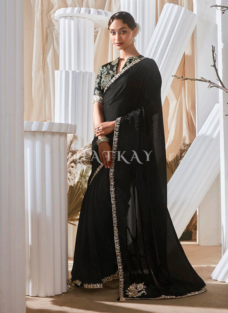 Black Party Wear Saree