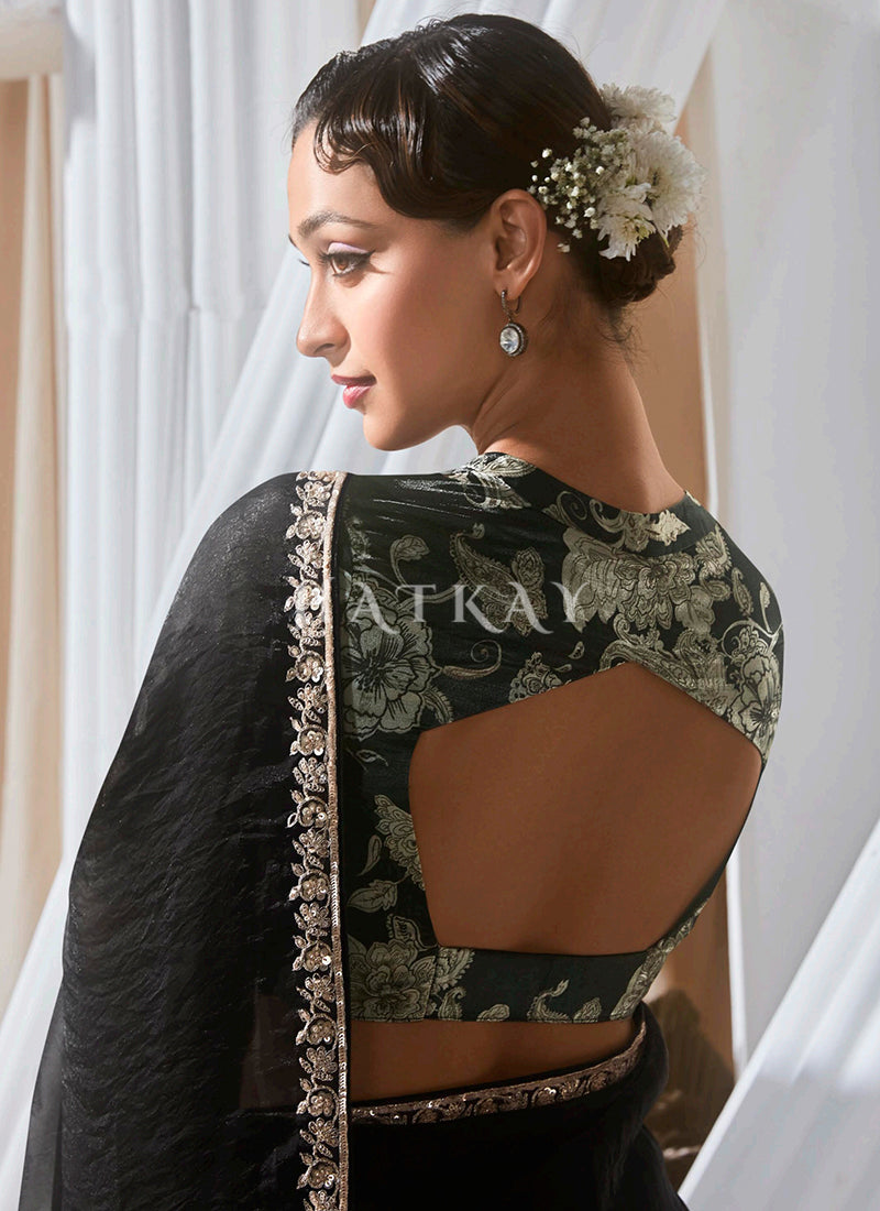 Buy Black Designer Sari
