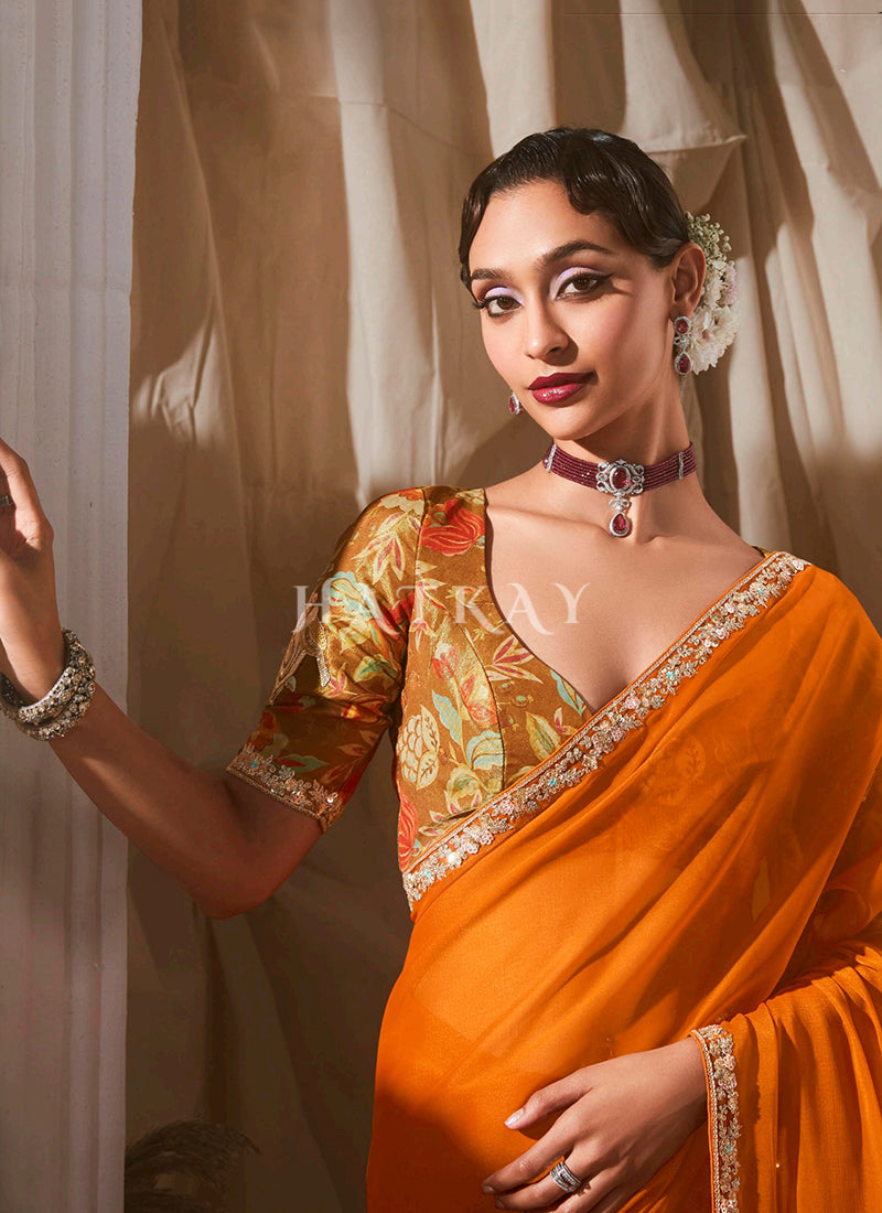 Buy Orange Traditional Saree