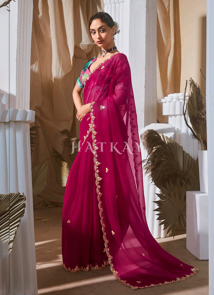 Magenta Party Wear Saree 