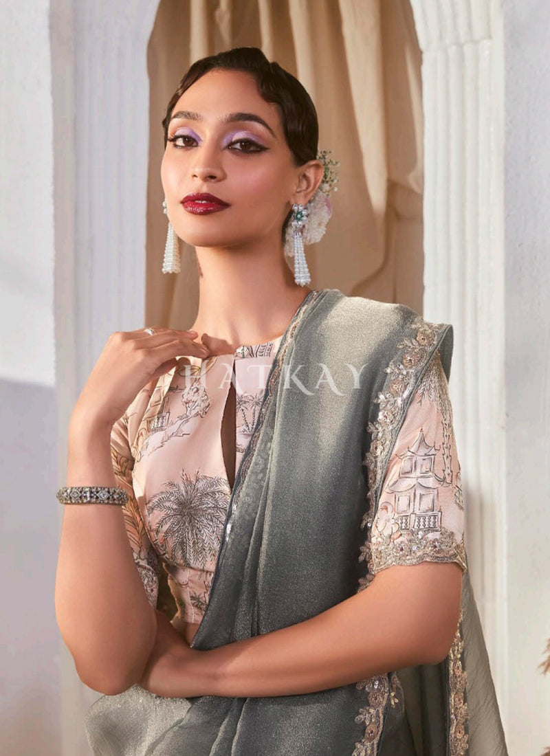 Shop Trendy Grey Saree Online In Canada