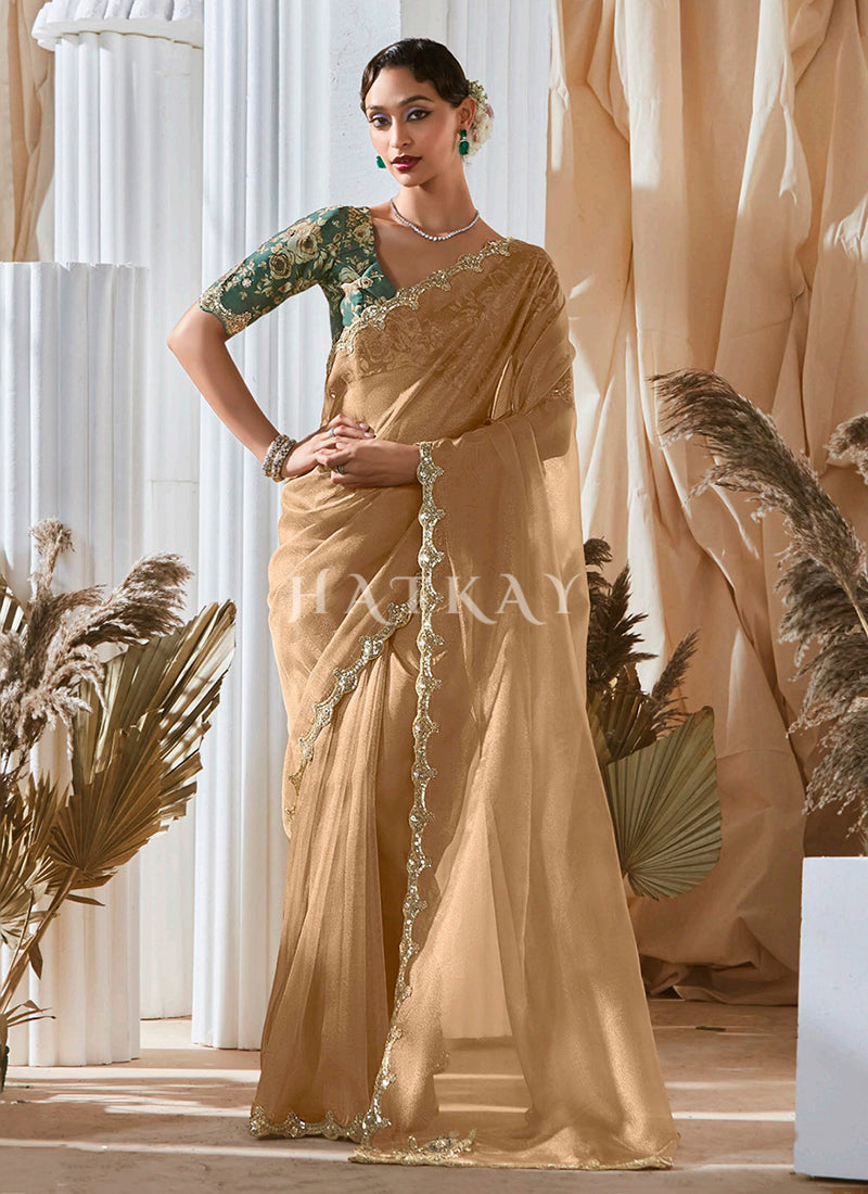 Beige Party Wear Saree