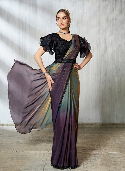 Shop Purple Ombré Party Wear Saree 