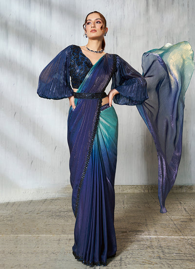 Shop Navy Blue Party Wear Saree