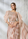 Buy Peach Designer Sari Online