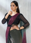 Buy Plum And Grey Party Wear Saree In Canada