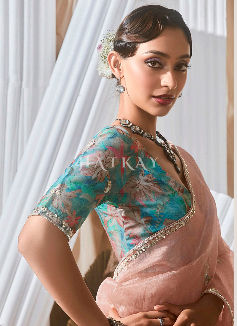 Buy Peach Saree In USA