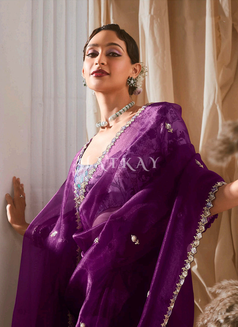 Buy Purple Partywear Sari
