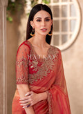 Buy Wonderful Orange Red Saree In France