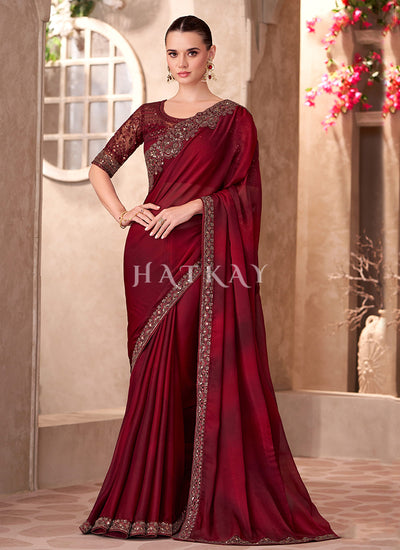 Red Ombré Wedding Saree 