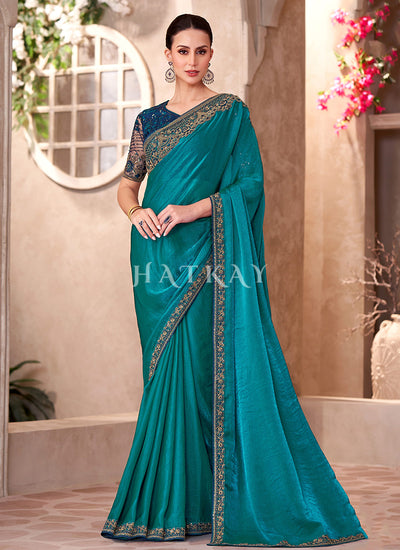 Turquoise Blue Wedding Saree