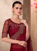 Buy Partywear Red Saree In USA