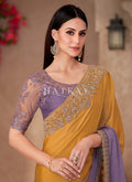 Buy Traditional Yellow And Purple Saree In UK
