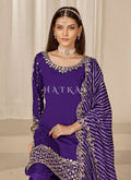Purple Patiala Suit with Mirror Work
