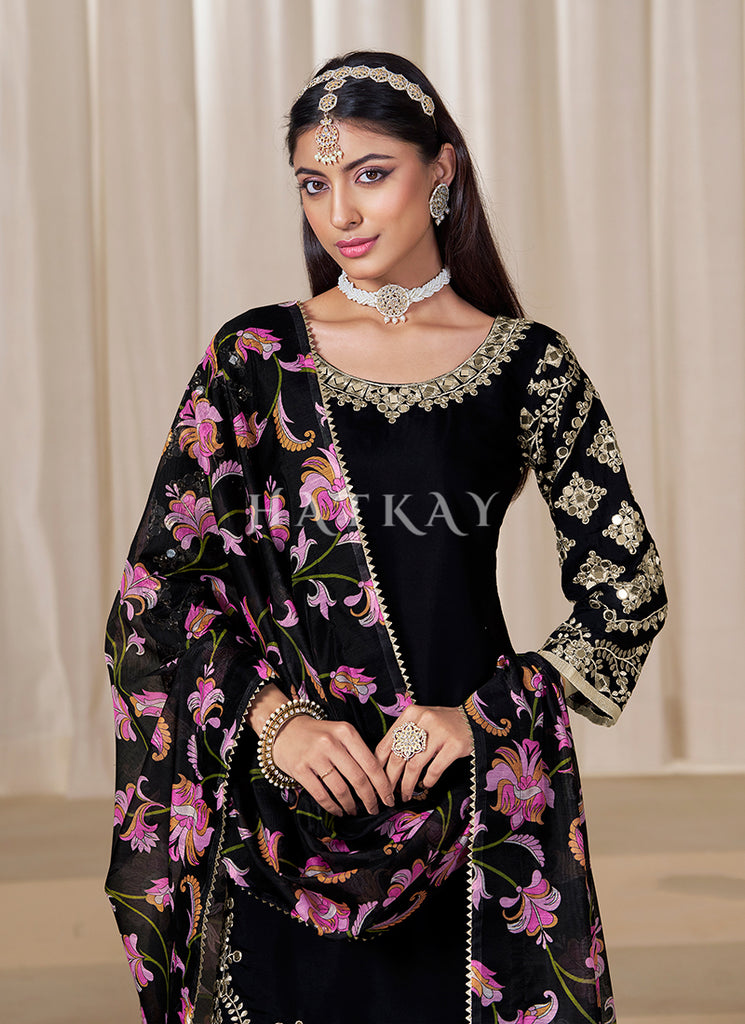 black punjabi dress Black Mirror Work Punjabi Suit l