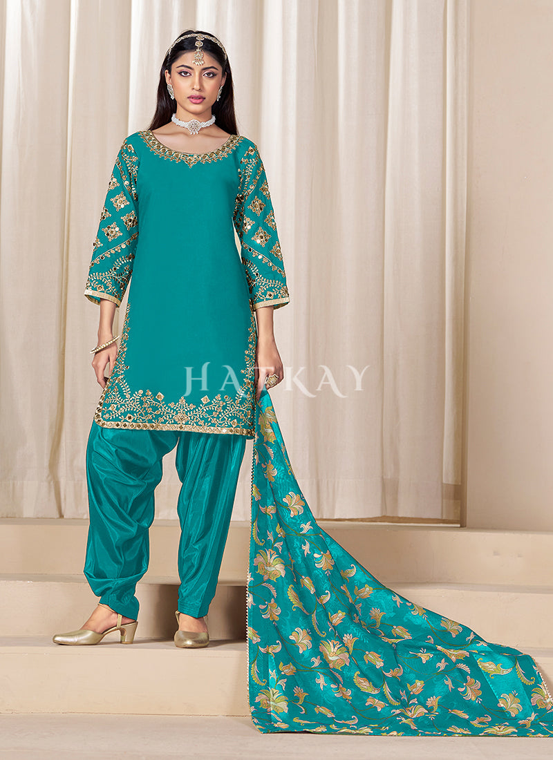 Turquoise Punjabi Suit