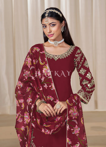 Red Embroidered Punjabi Salwar Suit