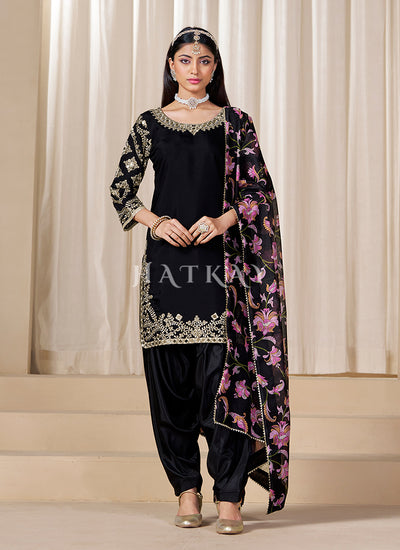 Black Embroidered Punjabi Salwar Suit