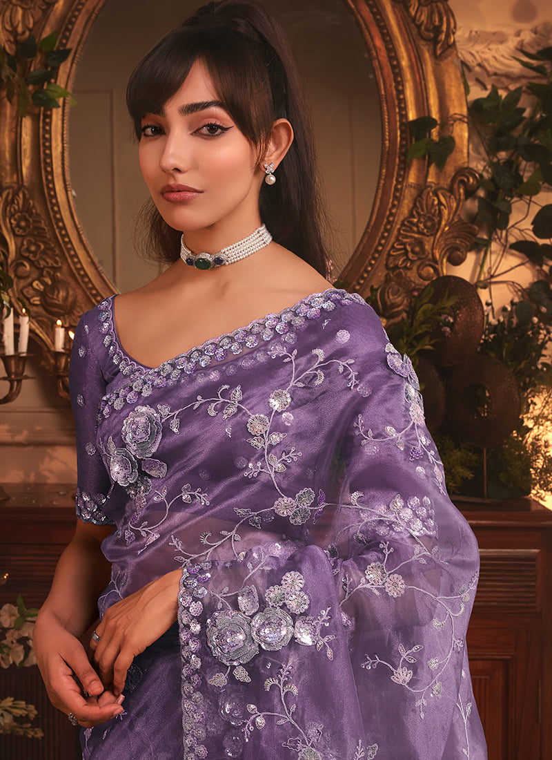 Ready To Wear Purple Sari At Hatkay