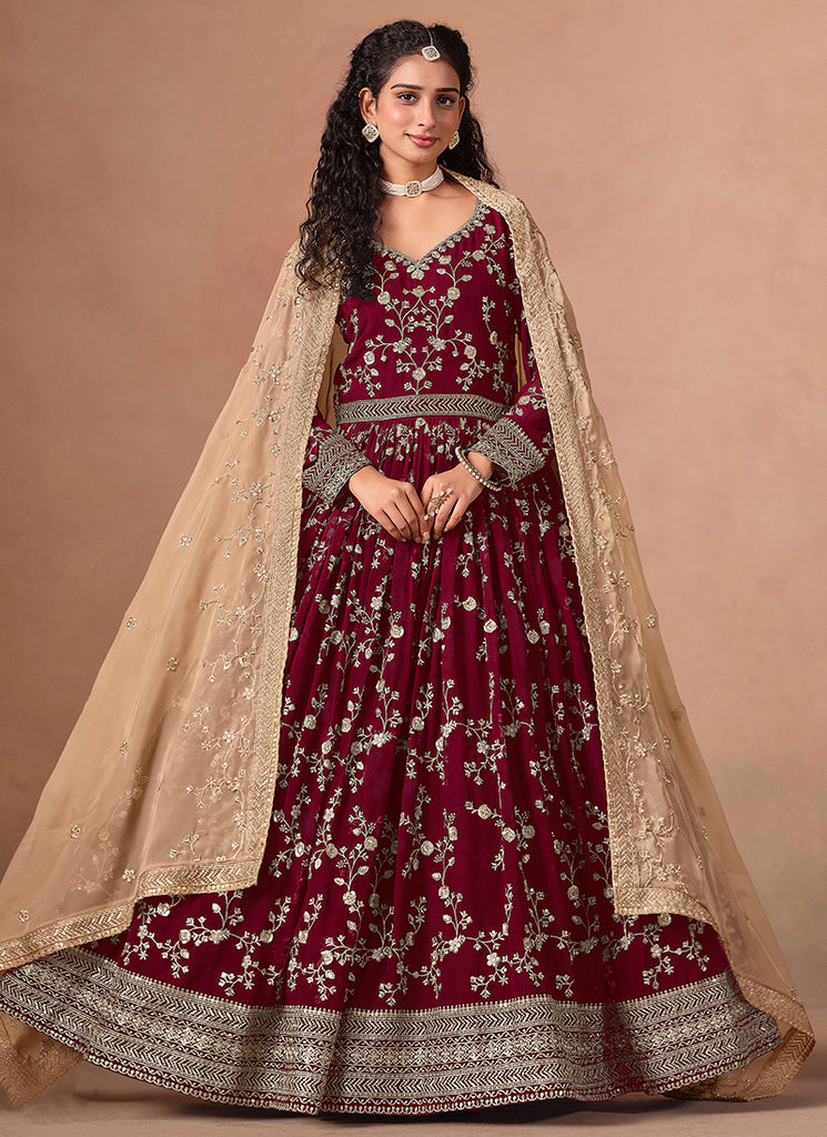 Buy Bridal Red Embroidery Anarkali Suit Online | Hatkay Buy Bridal Red Embroidery Anarkali Suit Online | Hatkay