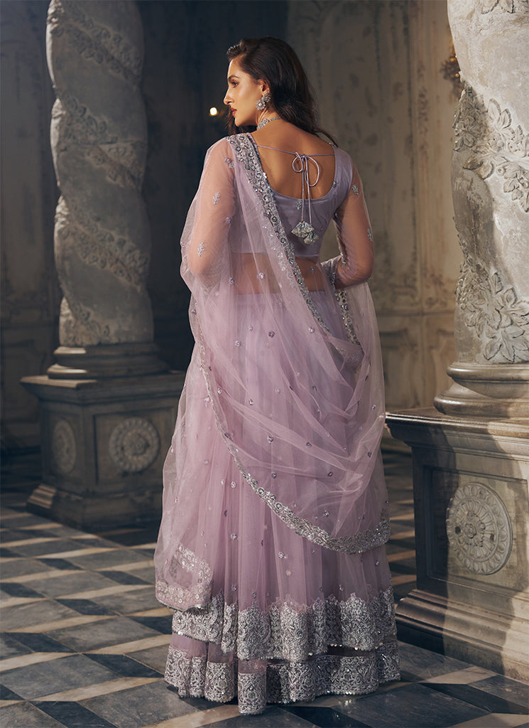 Buy Blush Lilac Anarkali Lehenga Set In Germany