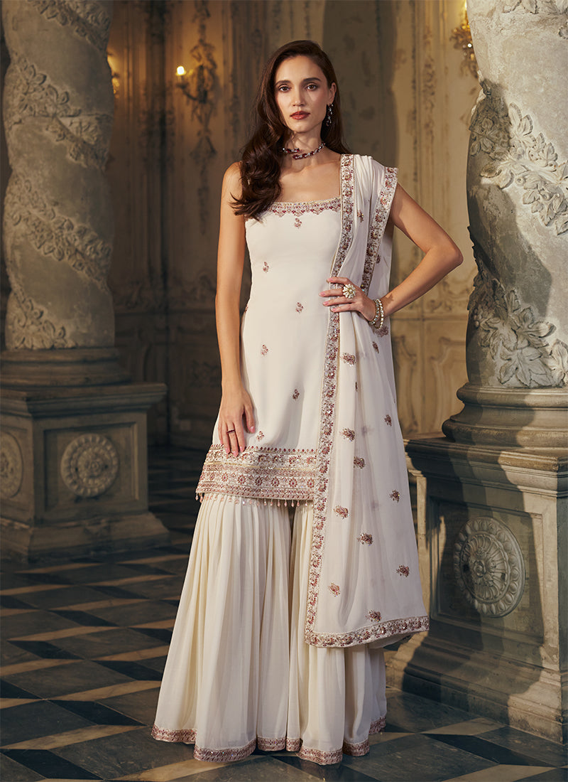 Roshni – Ivory White Gharara Set