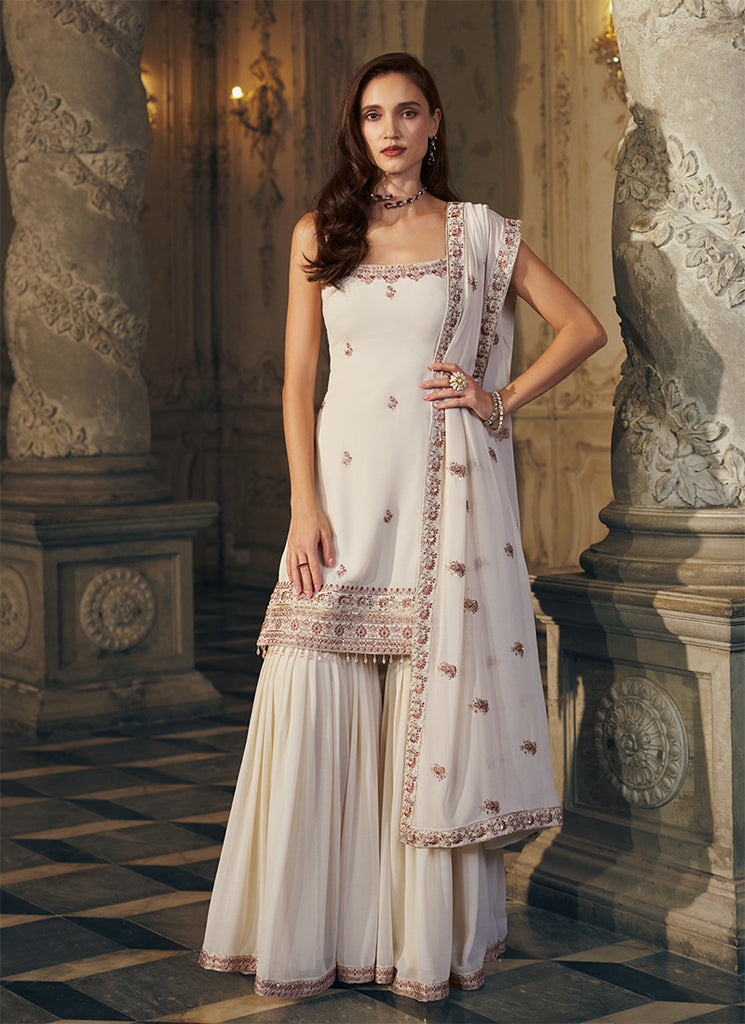 Roshni – Ivory White Gharara Set
