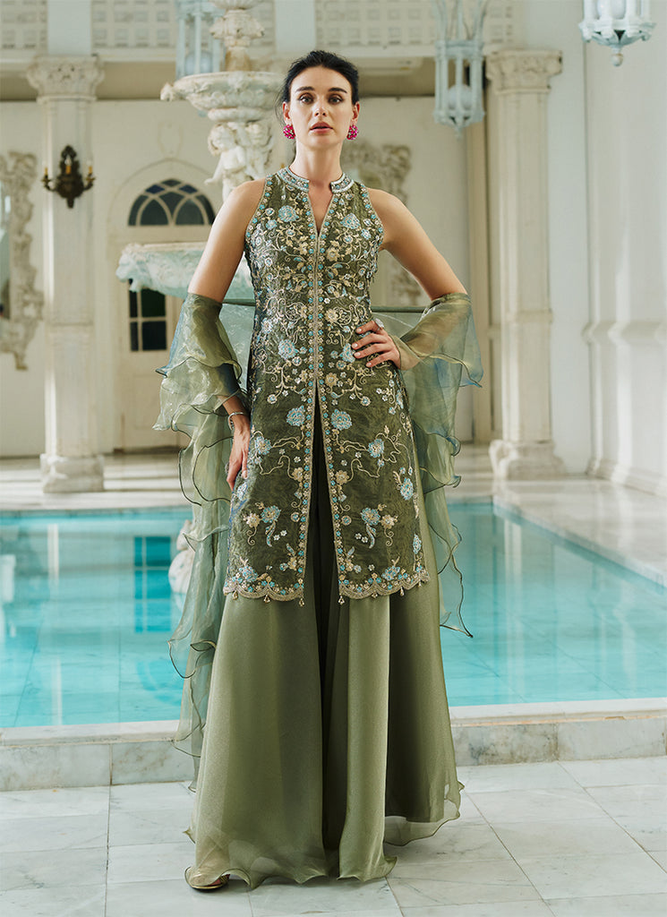 Rua – Olive Mist Sharara Set