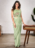 Light Green Embroidered Party Wear Saree

