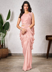 Light Pink Embroidered Party Wear Saree