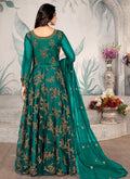 Green Cording Zari Embroidery Anarkali Suit In Usa