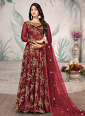 Bridal Red Cording Zari Embroidery Anarkali Suit