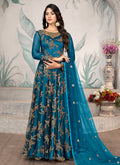 Royal Blue Cording Zari Embroidery Anarkali Suit