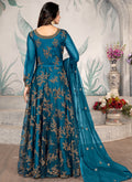 Royal Blue Cording Zari Anarkali Suit In Usa uk canada