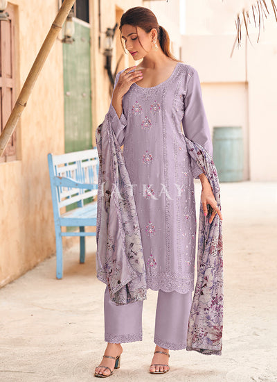 Lavender Chikankari Embroidery Salwar Kameez