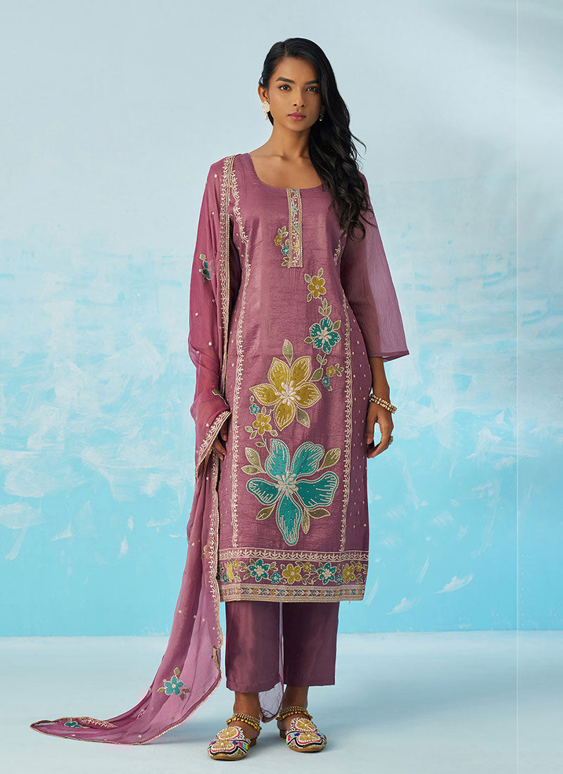 Purple Multi Embroidery Salwar Suit