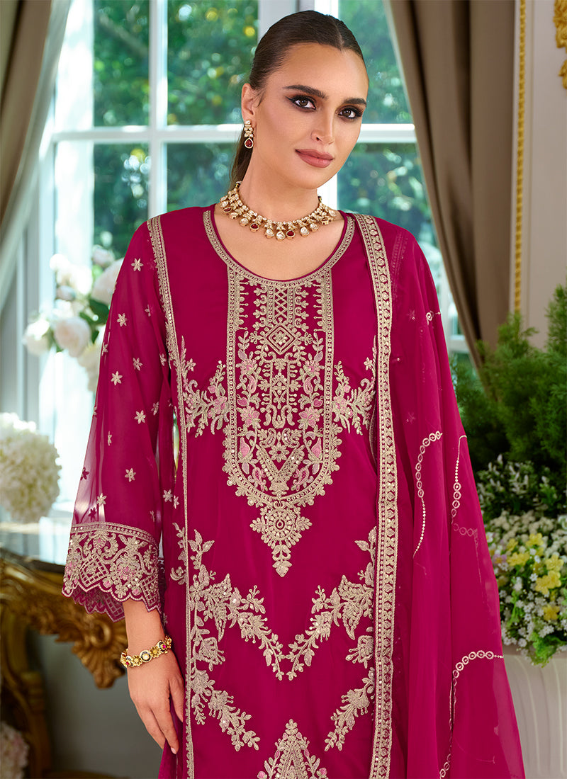 Buy Magenta Pink Pant Style Salwar Suit Online
