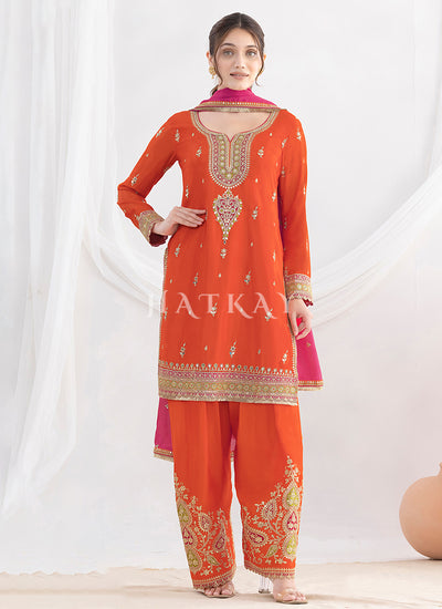 Shop Orange Farshi Salwar Suit