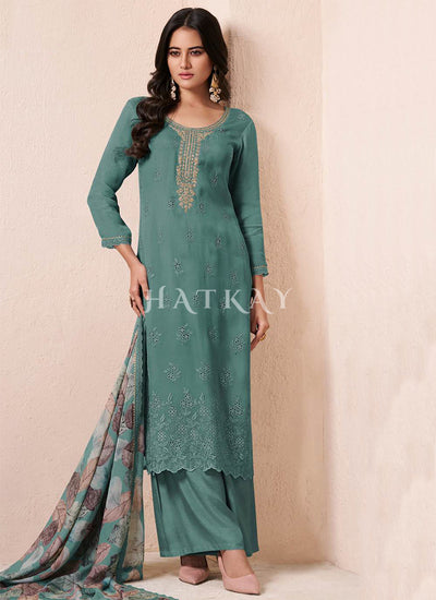 Green Chikankari Embroidery Salwar Kameez Suit