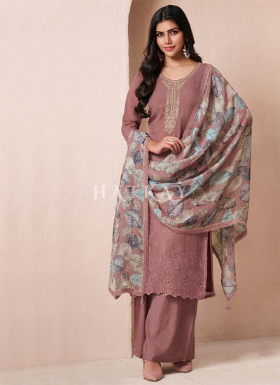 Rose Pink Chikankari Embroidery Salwar Kameez Suit