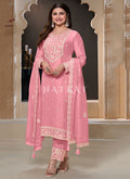 Soft Pink Embroidered Pant Style Salwar Suit