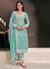 Aqua Blue Embroidered Pant Style Salwar Suit