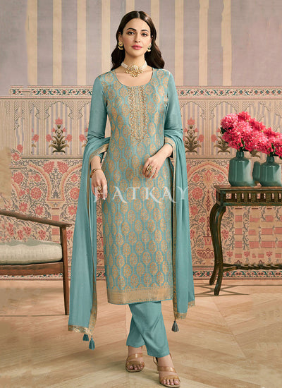 Buy Teal Blue Salwar Kameez