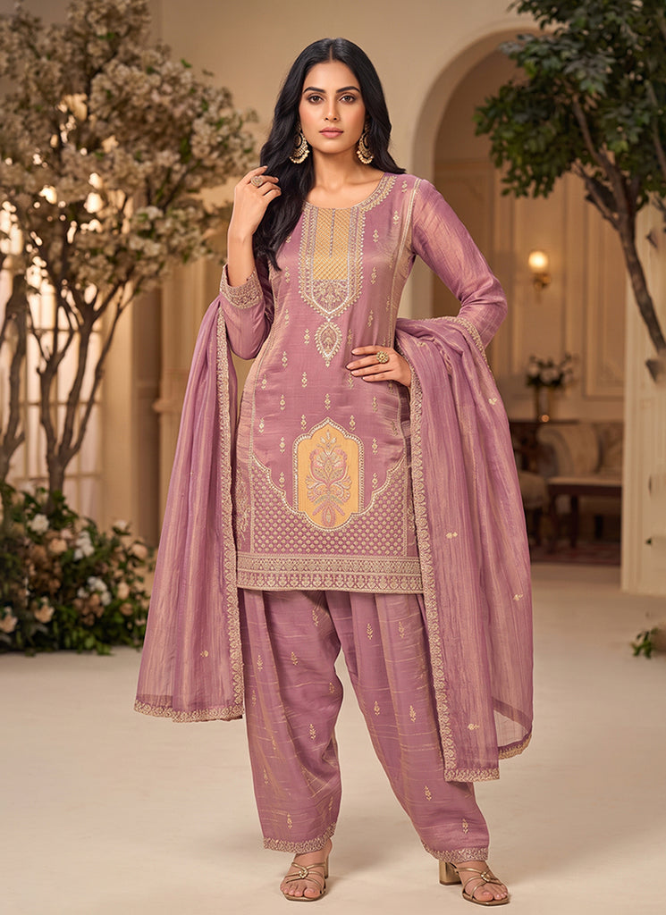 Dusty Rose Embroidered Salwar Kameez Suit