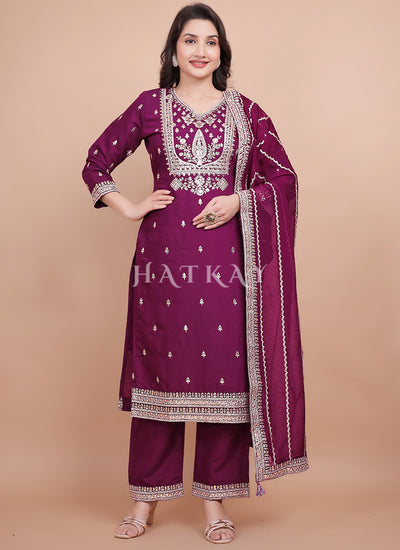 Wine Salwar Suit