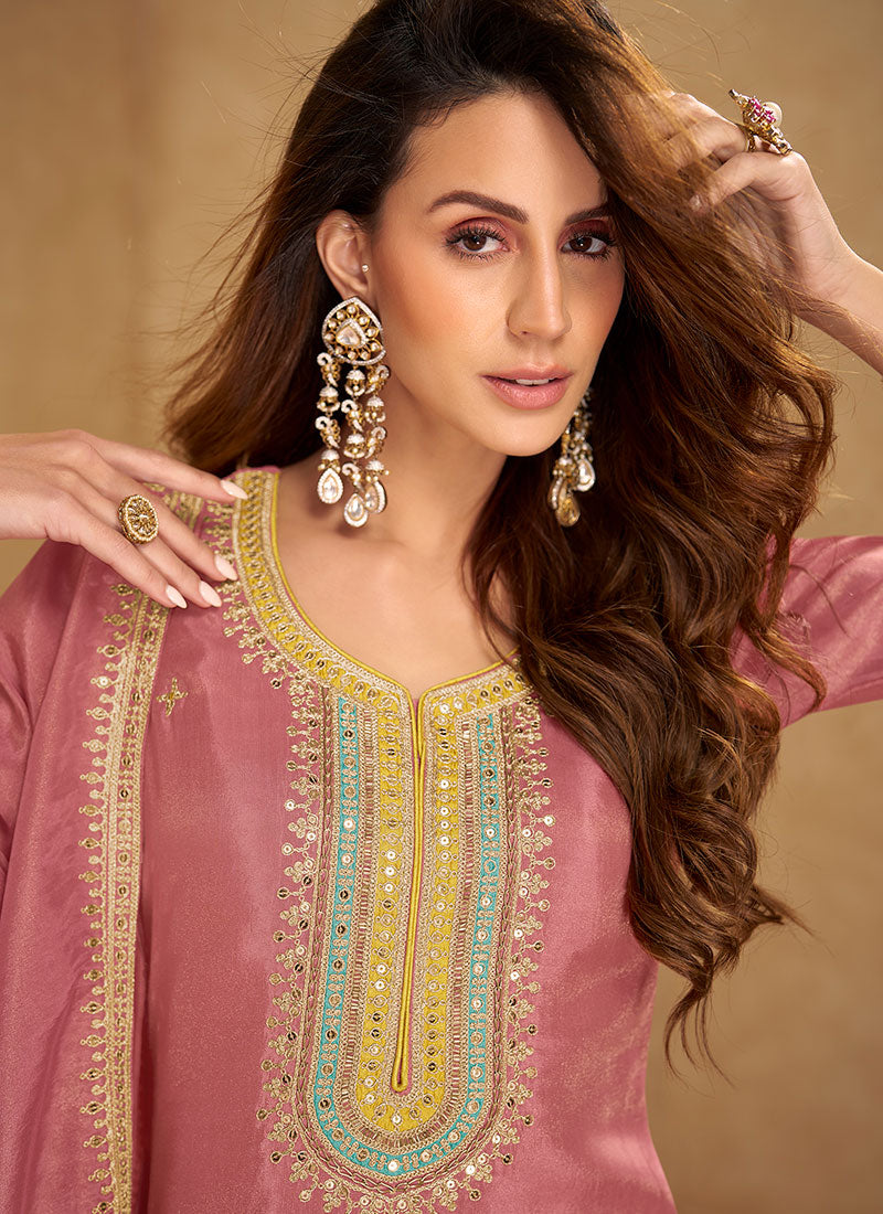 Pink Multi Embroidery Punjabi Salwar Suit